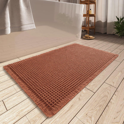 Upgraded Waffle Bath Mat Ultra Absorbent Non Slip Bathroom Mat, 17" x 24"