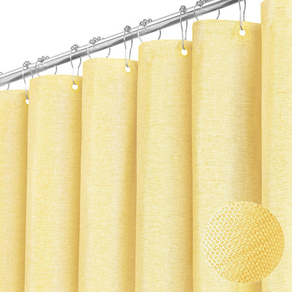 BTTN Beige Linen Textured Waterproof Cloth Shower Curtain Set, 72x72, Cream