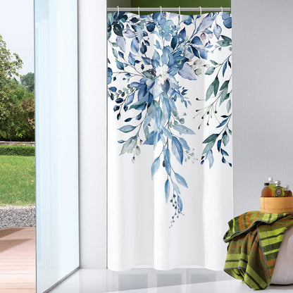 Gibelle Grey Eucalyptus Shower Curtain, Watercolor Floral Print, 72x72