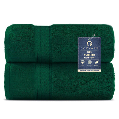 COZYART Luxury Bath Towel Set 6 Pcs, Dark Green 100% Turkish Cotton 650 GSM
