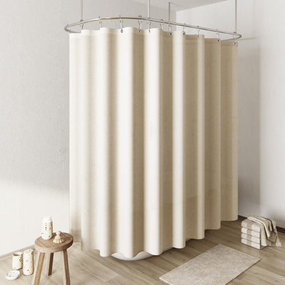 Naturoom Linen Shower Curtain 72 Inch Long for Bathroom Beige 1 Panel