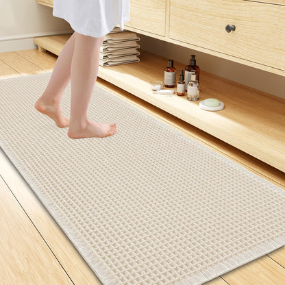 Smiry Waffle Bath Mat 30X20, Extra Soft Absorbent Bathroom Rugs, Brown