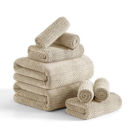 Ycosy 8-Piece Bath Towels Set,2 Oversized Bath Sheet,2 Hand Towels and 4 Washcloths - 600 GSM Soft Microfiber Highly Absorbent Quick Dry Shower Towel Collection for Bathroom Hotel and Spa,Mint Green
