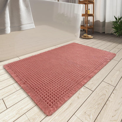 Upgraded Waffle Bath Mat Ultra Absorbent Non Slip Bathroom Mat, 17" x 24"