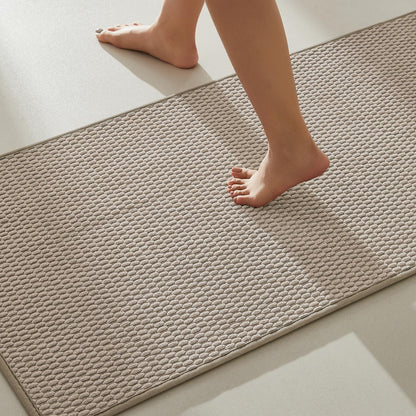 TYUU Bathroom Rugs Non Slip Washable, Super Absorbent Thin Bath Mat Small Quick Dry Low Pile Bathroom Rug, White 16"x24" / 1'4" x 2'