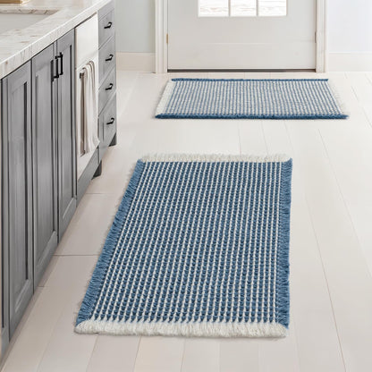 MIULEE Set of 2 Waffle Bathroom Rugs Boho Bath Mat Brown 18x30 Inch