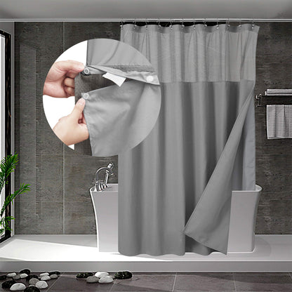 N&Y HOME Waffle Weave Shower Curtain with Snap-in Liner Set White, 71x72