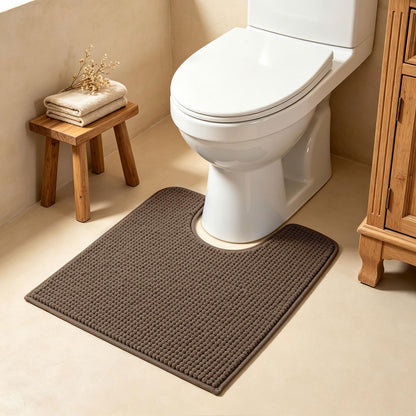 SUBRTEX Bathroom Rugs Chenille Bath Rug Soft Short Plush Bath Mat Soft Shower Mat Water Absorbent Shower Mat Quick Dry Machine Washable(White,18" x 24")