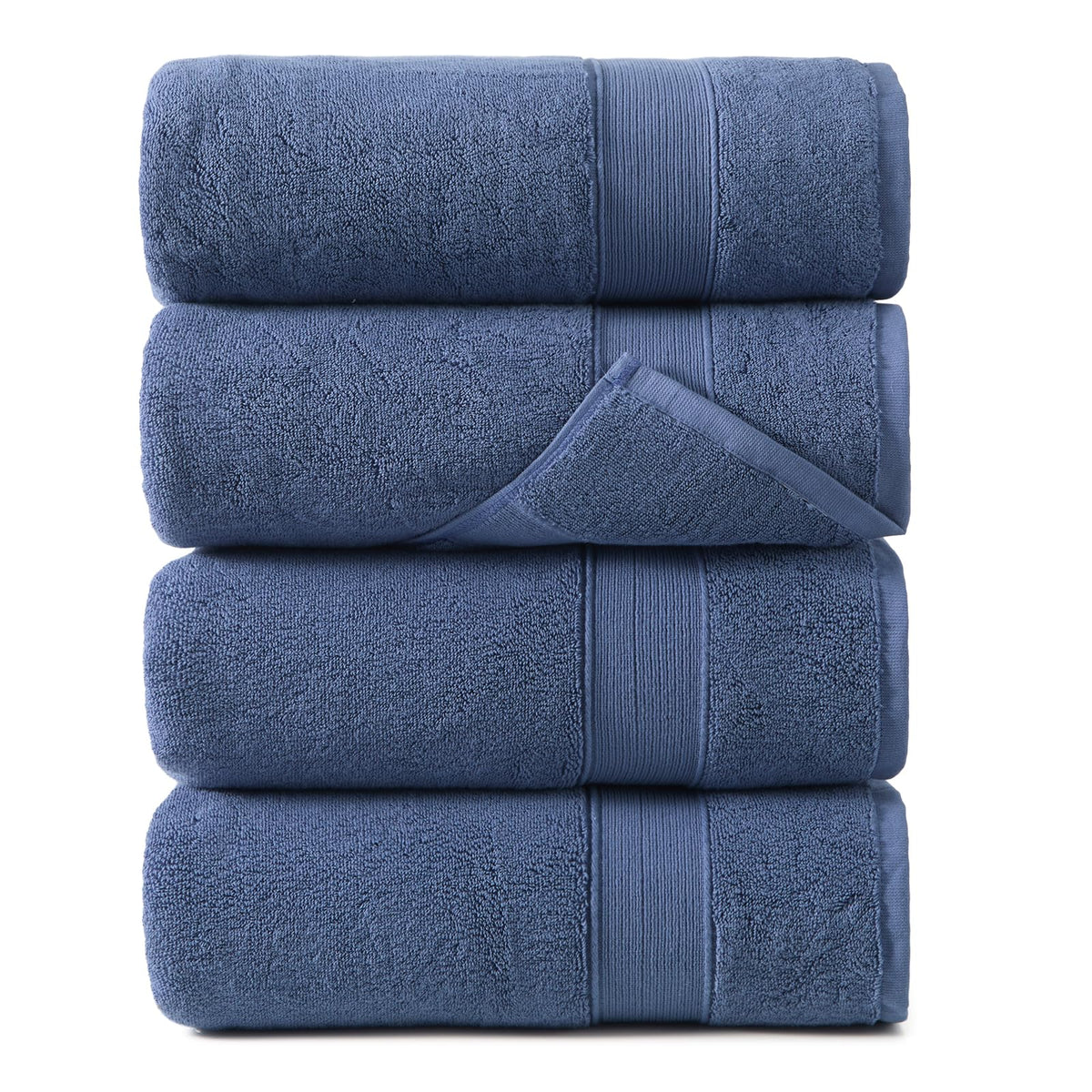 REDKISS 100% Luxury Cotton Bath Towels 4-Pack, Ultra-Thick, Plush, Soft & Highly Absorbent for Bathroom, Hotel, Spa and Home - 27" x 55"