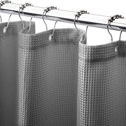 AmazerBath White Shower Curtain Fabric, Waffle Shower Curtains for Bathroom, Cloth Shower Curtain Heavy Duty, Thick Bathroom Shower Curtains Hotel Quality, Premium Polyester, 72x72 Inches