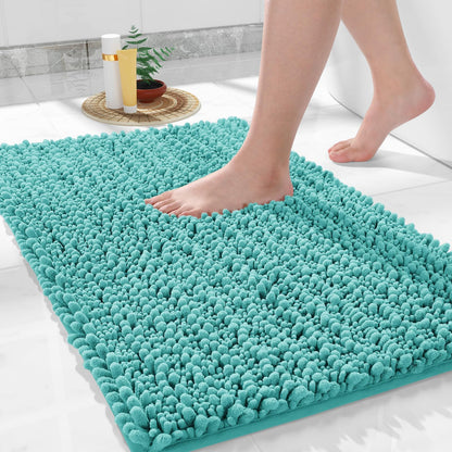 Yimobra Bathroom Rugs Non-Slip Washable – Extra Soft & Absorbent Chenille Bath Mat, Quick-Dry Plush Shaggy Floor & Vanity Bath Rugs for Tub & Shower, Modern Home Decor Accessories, 24 x 17, Grey