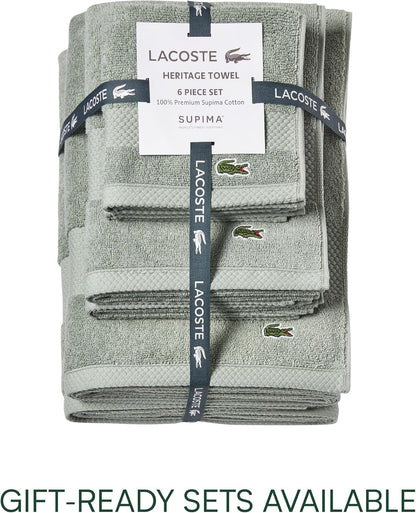 Lacoste Heritage 100% Supima Cotton Bath Towel 30" x 54", Aloe