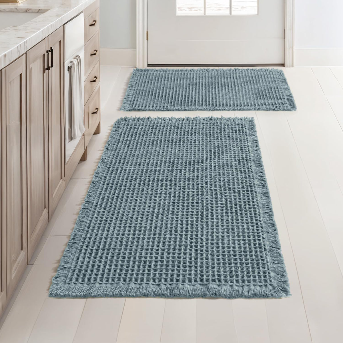 MIULEE Set of 2 Waffle Bathroom Rugs Boho Bath Mat Brown 18x30 Inch