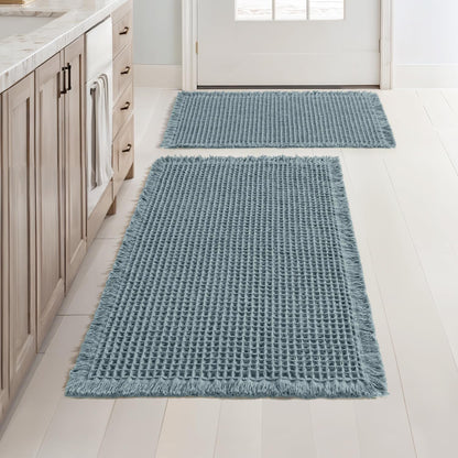 MIULEE Set of 2 Waffle Bathroom Rugs Boho Bath Mat Brown 18x30 Inch