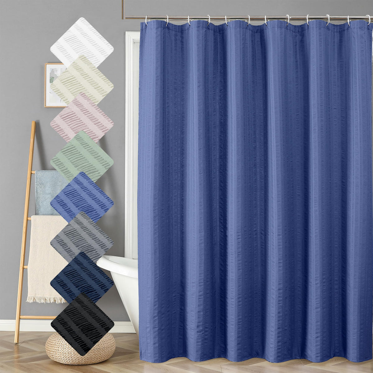 Aiyufeng Moga Sage Green Shower Curtain - 3D Embossed Textured Shower Curtains for Bathroom, Luxury Polyester Cloth Bath Curtain, 72Wx72H, Green