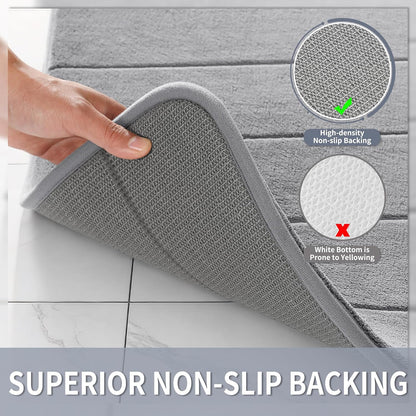 Yimobra Memory Foam Bath Mat, Super Soft & Absorbent Bathroom Rug, Grey