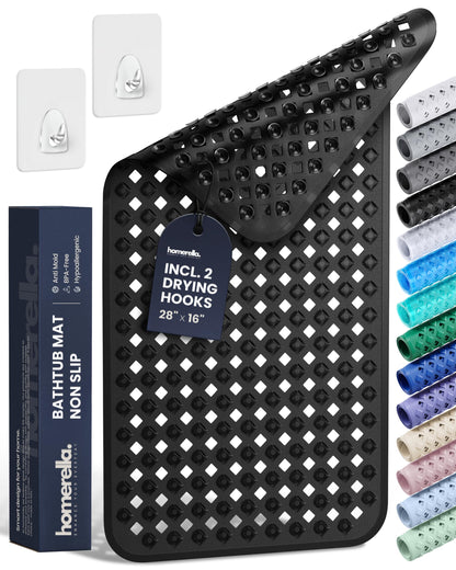 homerella Bathtub Mat Non Slip 35x16 Shower Mat Non Slip Anti Mold BPA Free