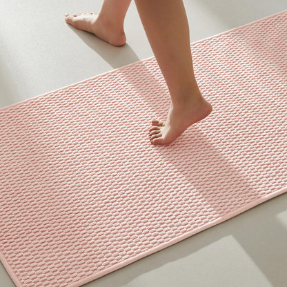 TYUU Bathroom Rugs Non Slip Washable, Super Absorbent Thin Bath Mat Small Quick Dry Low Pile Bathroom Rug, White 16"x24" / 1'4" x 2'