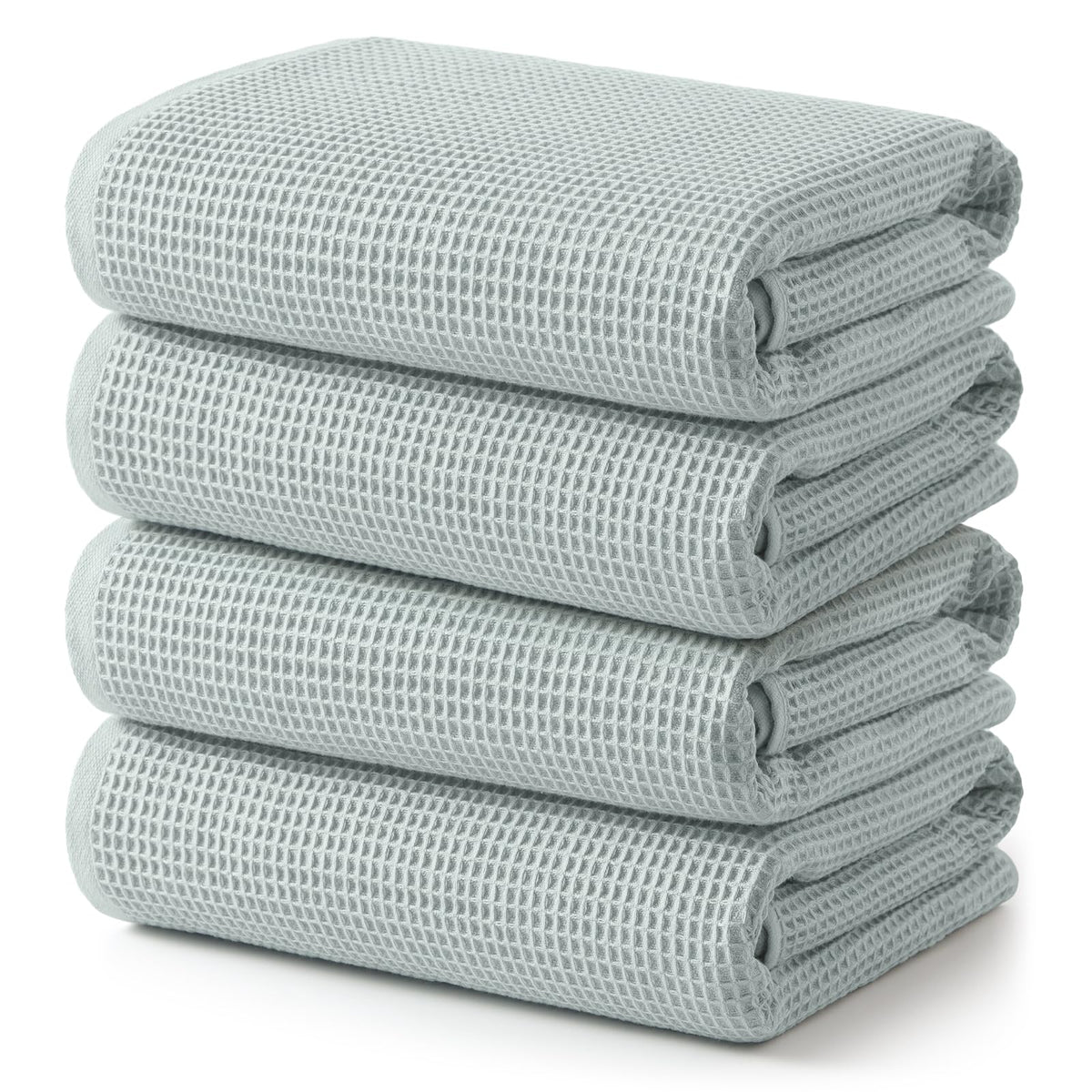 ecolook Waffle Bath Towel Set of 2, 100% Cotton Lightweight & Quick-Dry Bath Towels, Ultra-Absorbent and Breathable, Lint-Free Hotel & Spa Towels for the Bathroom, Gym, and Travel - Light Gray