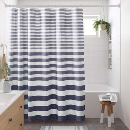 Madison Park Spa Waffle Shower Curtain for Bathroom, 72 x 72, Grey