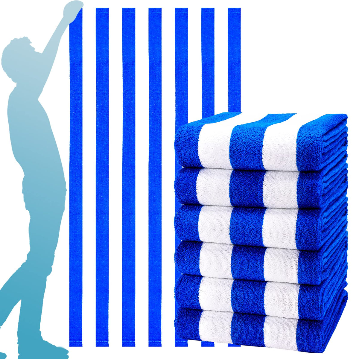 Genovega 6 Packs Oversized 72x40 Inch Stripe Beach Towel Thin Terry Set XL Big Extra Large Accessories Essentials Soft Clearance Super Pool Travel Bath Swim Camping Towels Bulk Men Women Adults Gift