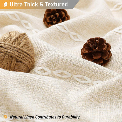 BTTN Cream Boho Farmhouse Linen Heavy Duty Shower Curtain Set, 72x72, Beige