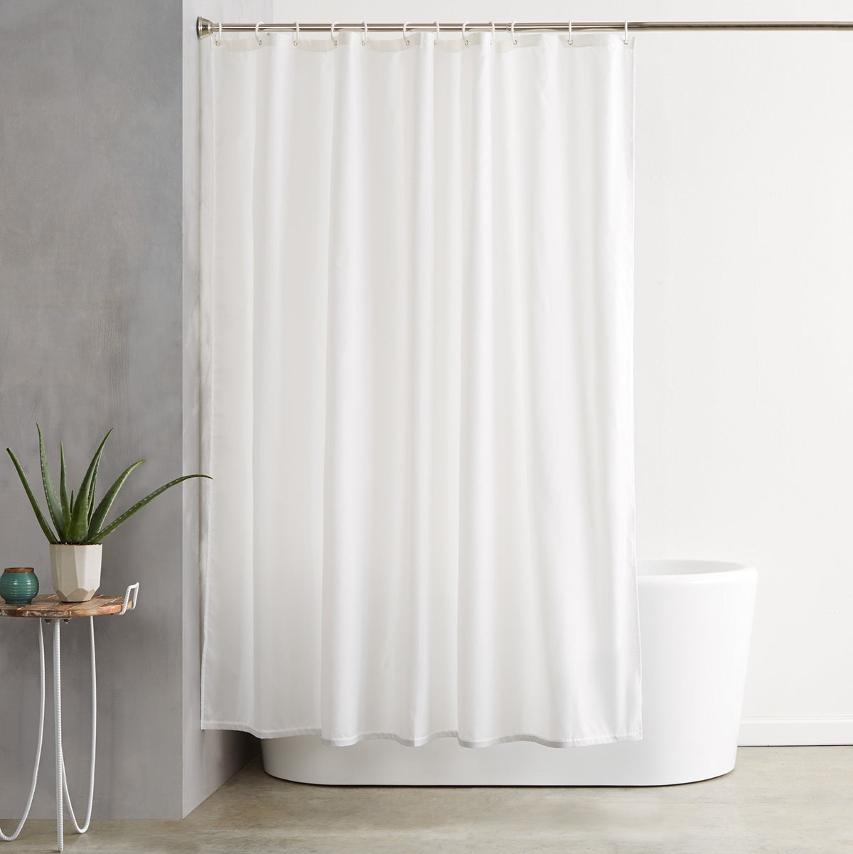 Amazon Basics Bathroom Shower Curtain, Water Resistant Fabric with Weighted Hem, Rust Resistant Grommets & Hooks, Machine Washable, 72"x72", Natural Herringbone