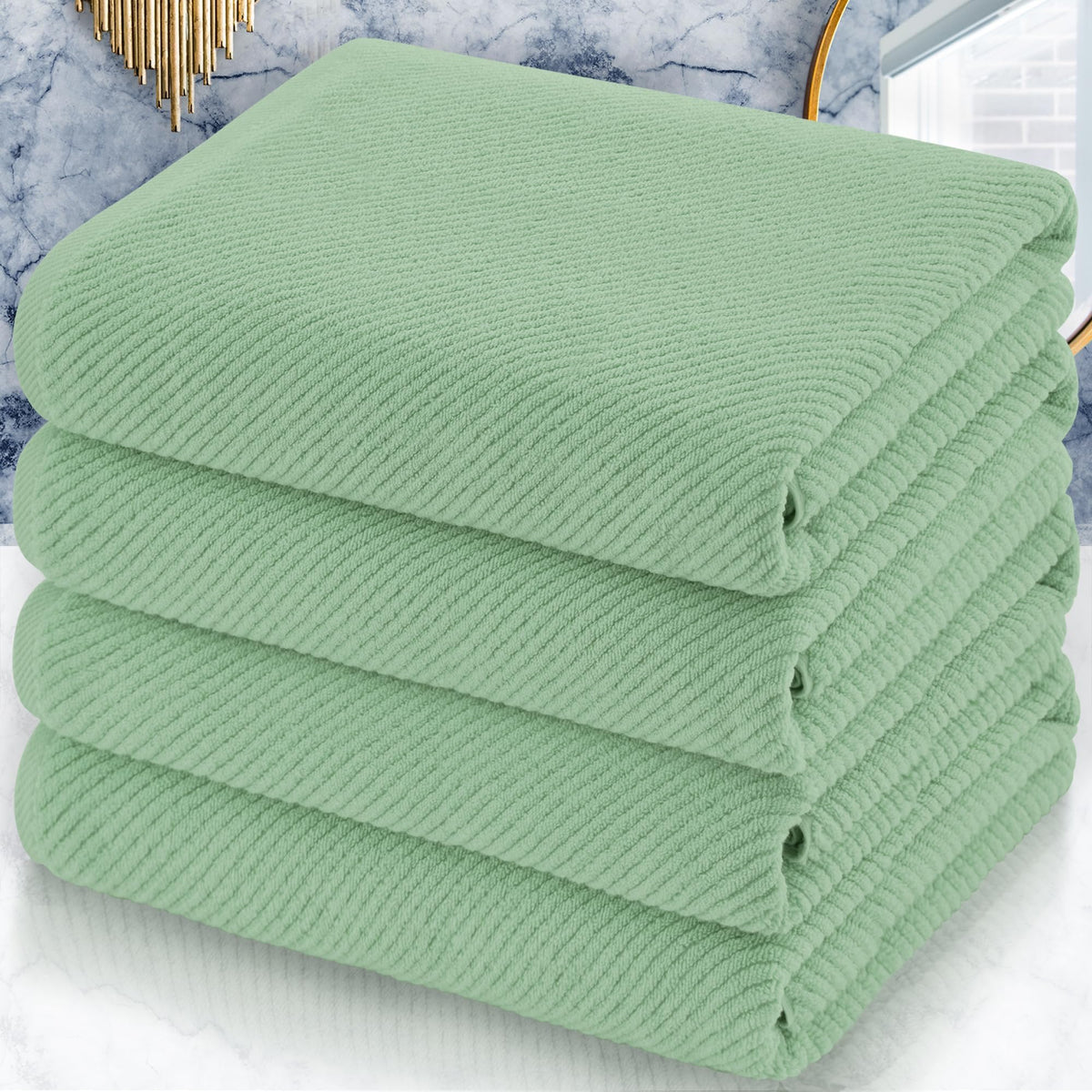 VOOVA & MOVAS 6PC Towel Set, 100% Cotton, Aqua Teal