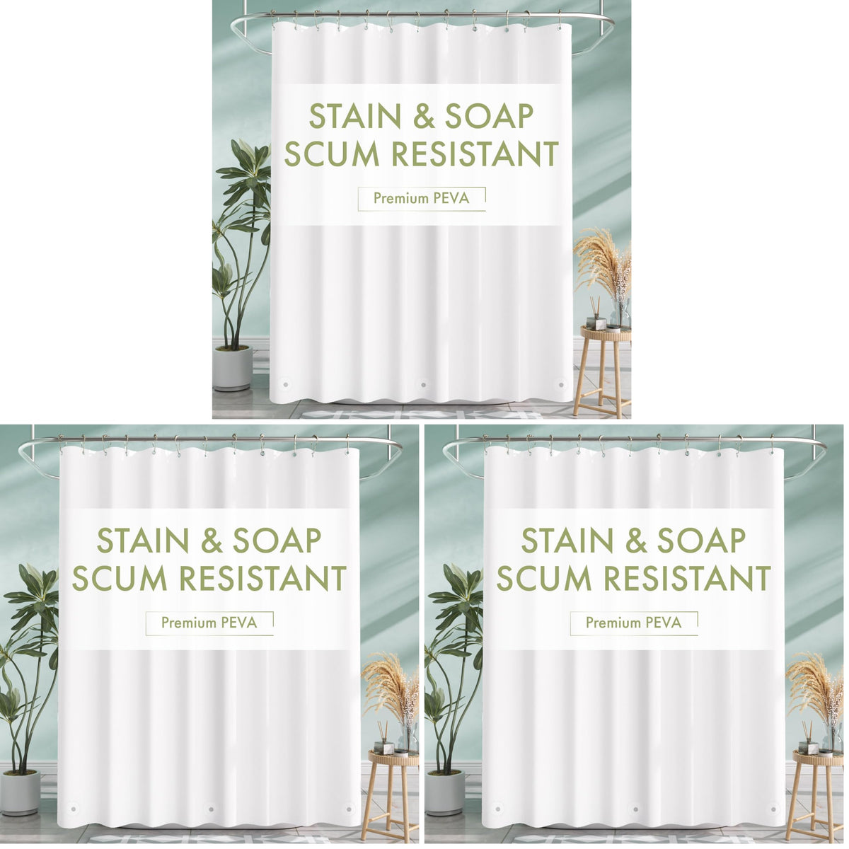 AmazerBath Shower Curtain Liner, 72x72 Clear Shower Curtain Liner, Waterproof Plastic Shower Liner, Cute Lightweight PEVA Shower Curtain for Bathroom with 3 Magnets and 12 Rustproof Metal Grommets