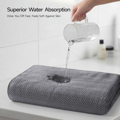 ecolook Microfiber Bath Towels Set of 4, 31 x 63 Inch Extra Large Bath Towel Set, Super Soft & Highly Absorbent, Quick Dry Lightweight Towels for Bathroom, Gym, Spa, Pool & Travel, Gray