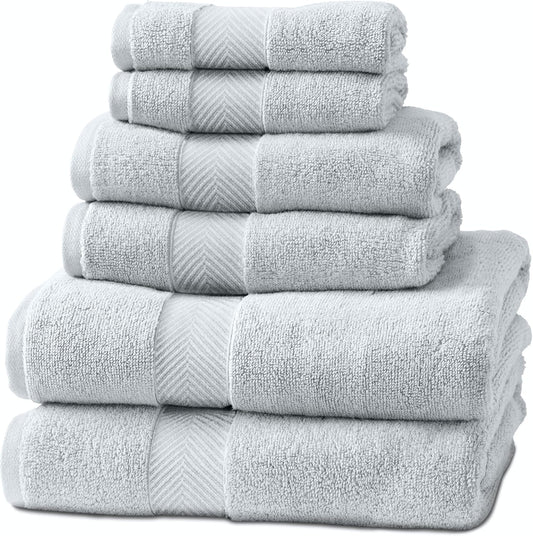 Viscose from Bamboo Bath Towels Set of 6 - Extra Plush 700 GSM Quick Dry Cotton Blend for Luxury Bathroom Comfort - Super Soft, Large, Absorbent - Mist