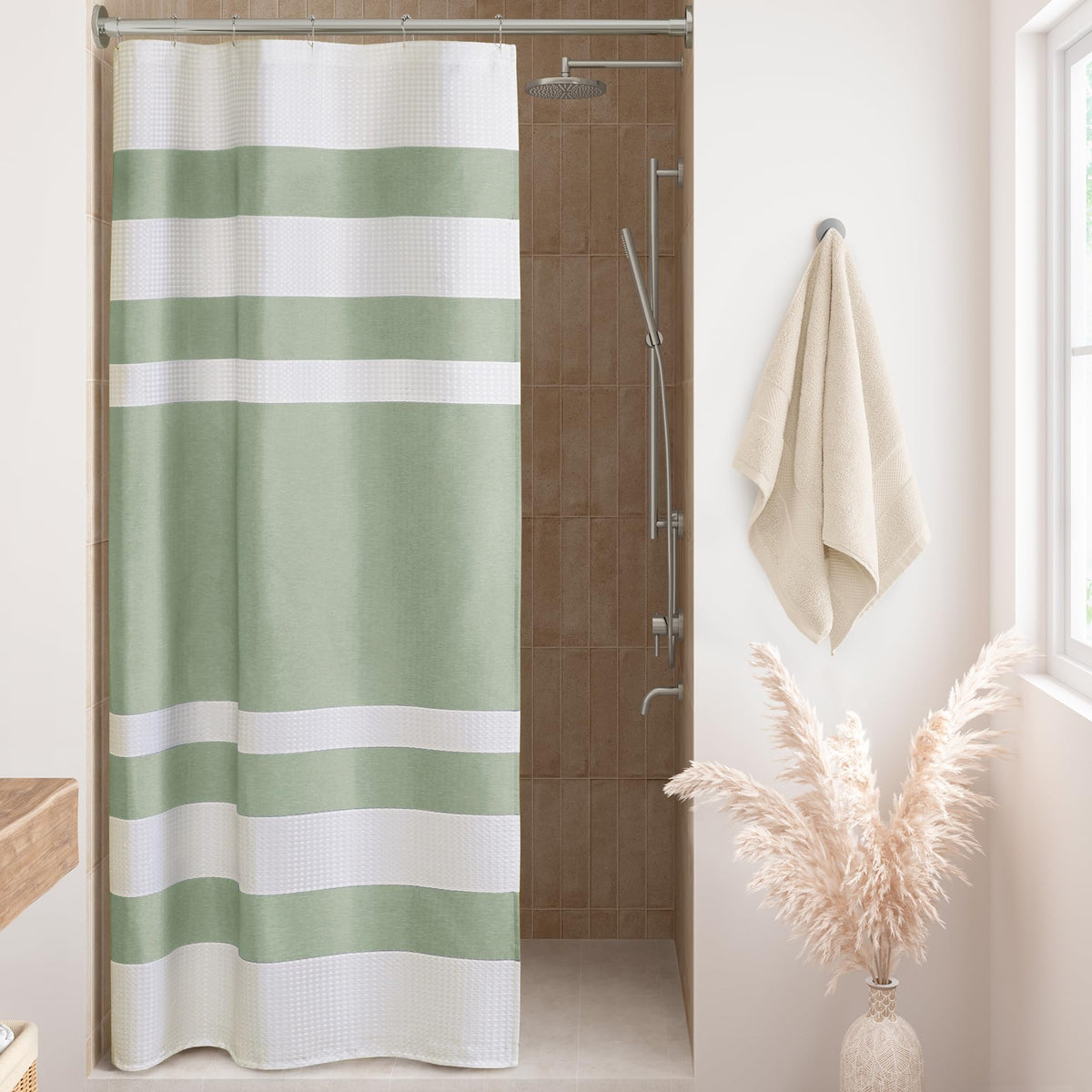 Madison Park Spa Waffle Shower Curtain for Bathroom, 72 x 72, Grey