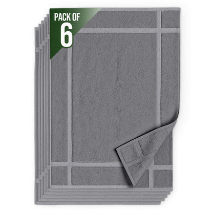 Pearl Linens 6 Pack Cotton Bath Mats for Bathroom, 20" X 30", White