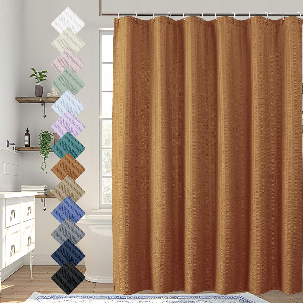 Aiyufeng Moga Sage Green Shower Curtain - 3D Embossed Textured Shower Curtains for Bathroom, Luxury Polyester Cloth Bath Curtain, 72Wx72H, Green