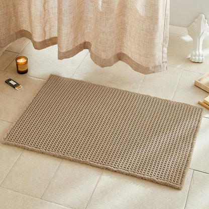 TYUU Waffle Bath Mat, Boho Bathroom Rugs Non Slip Washable, 30x20 Khaki