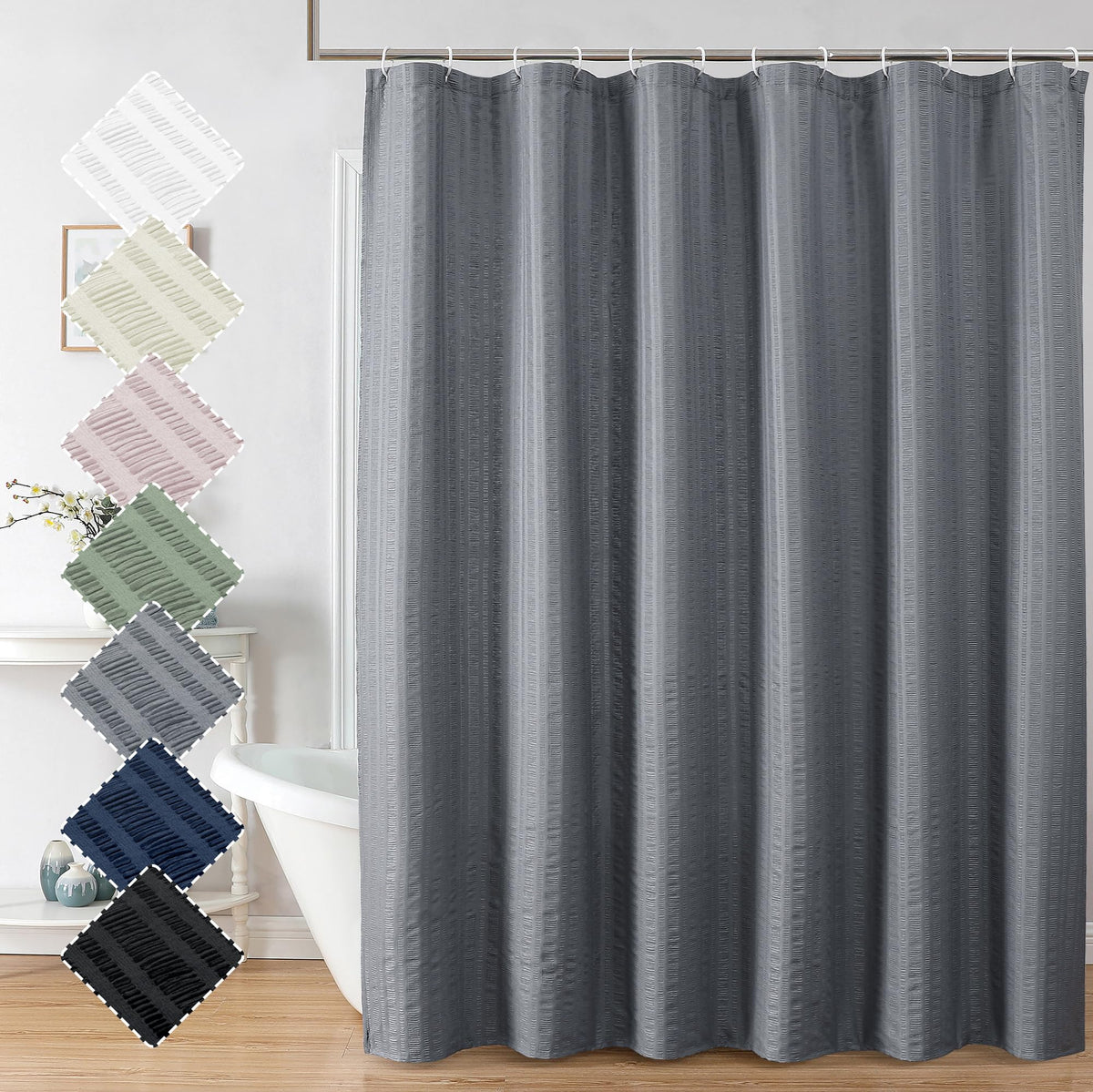 Aiyufeng Moga Sage Green Shower Curtain - 3D Embossed Textured Shower Curtains for Bathroom, Luxury Polyester Cloth Bath Curtain, 72Wx72H, Green