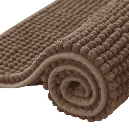 SUBRTEX Bathroom Rugs Chenille Bath Rug Soft Short Plush Bath Mat Soft Shower Mat Water Absorbent Shower Mat Quick Dry Machine Washable(White,18" x 24")