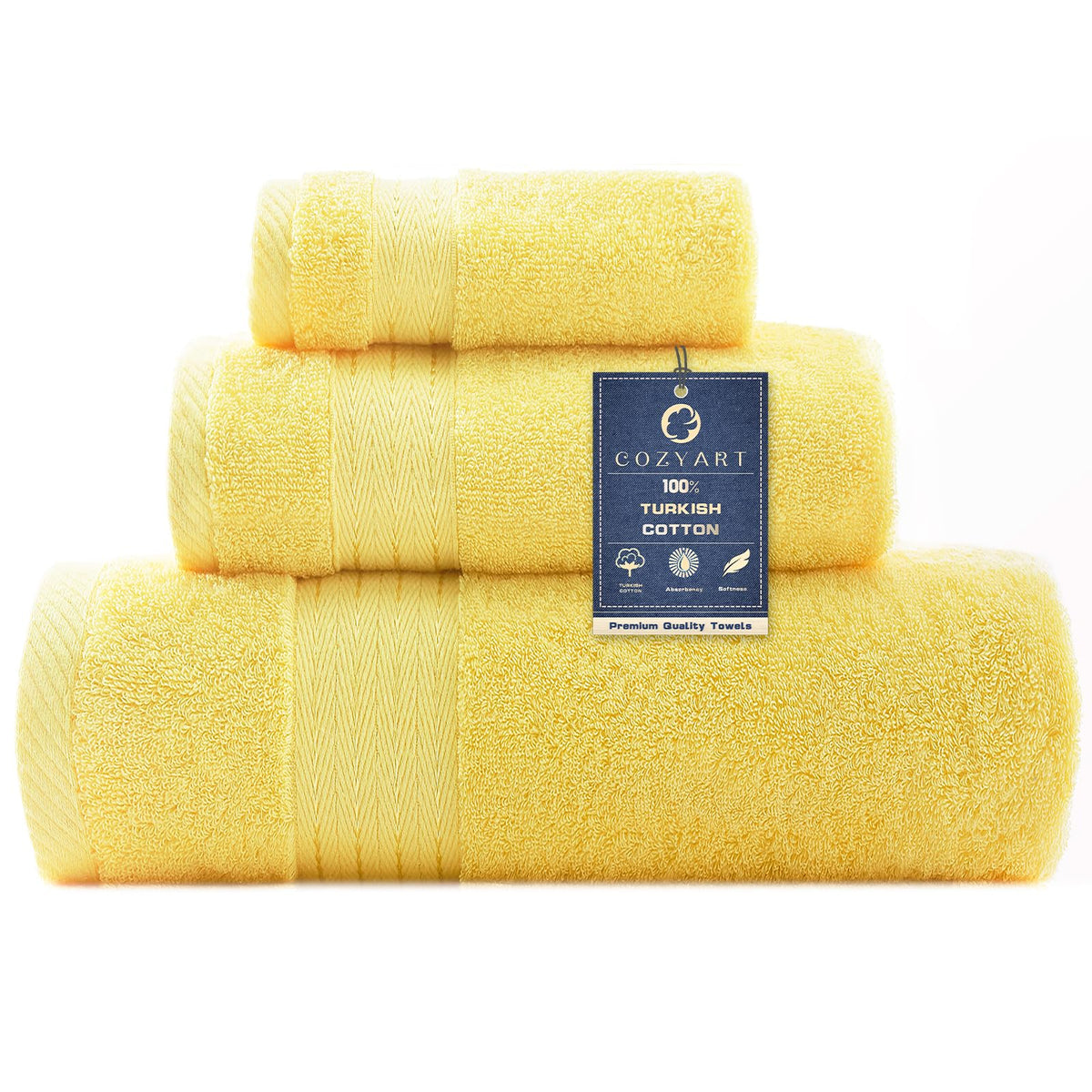 COZYART Luxury Bath Towel Set 6 Pcs, Dark Green 100% Turkish Cotton 650 GSM