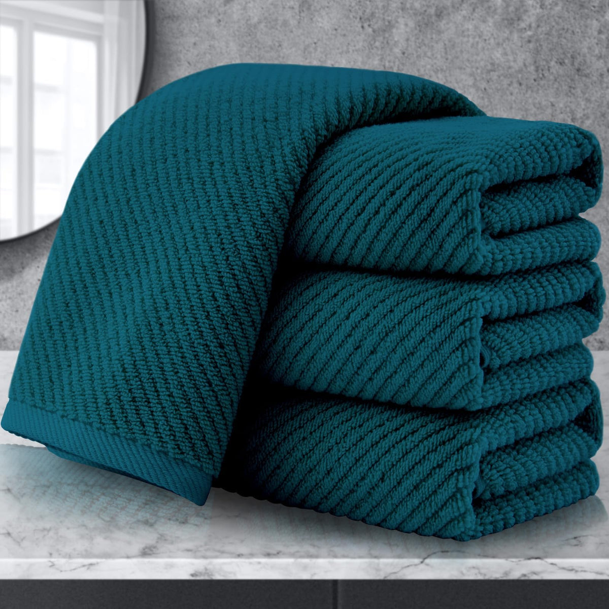 VOOVA & MOVAS 6PC Towel Set, 100% Cotton, Aqua Teal