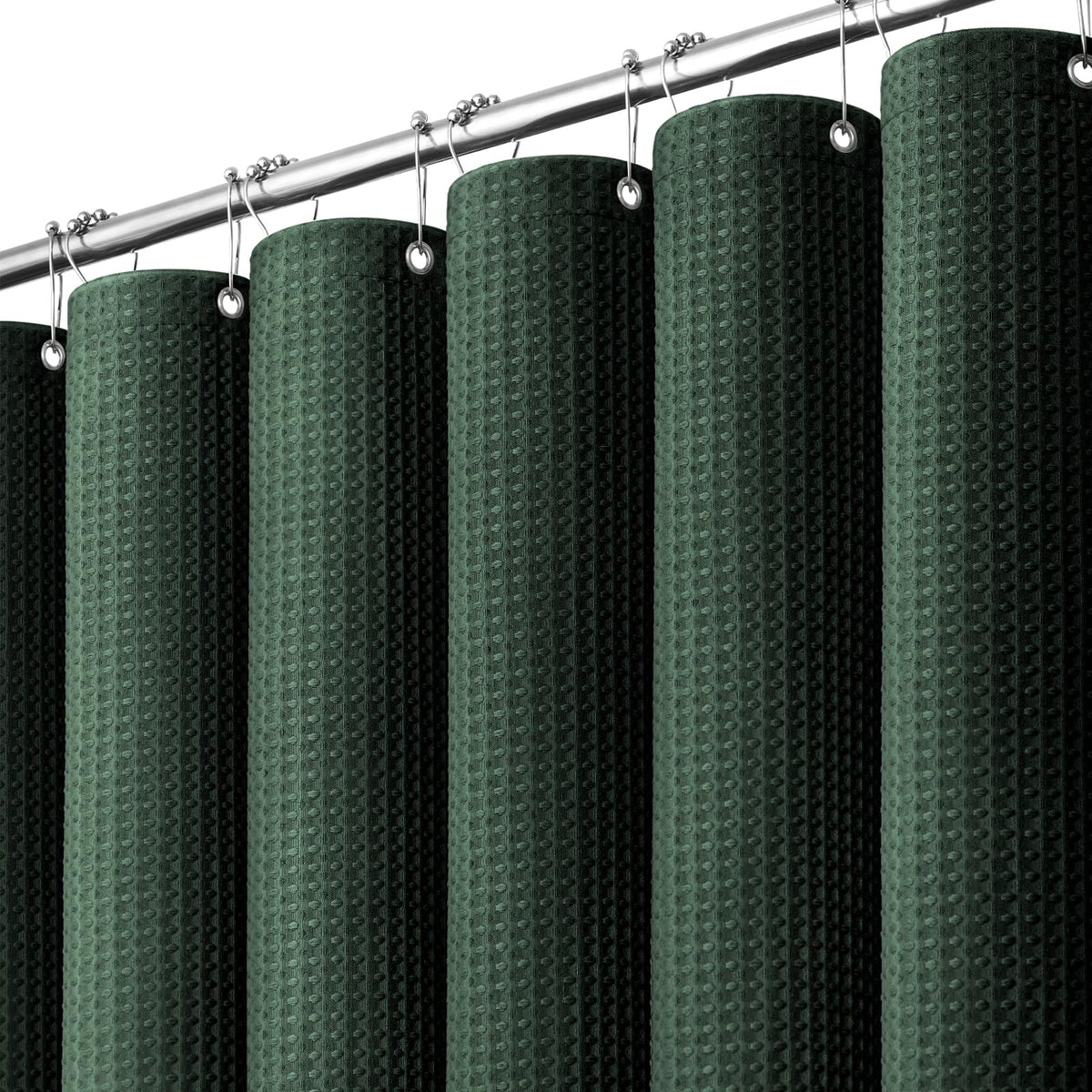 Dynamene Waffle Shower Curtain 256 GSM Heavy Duty Fabric 72"x72" Sage Green