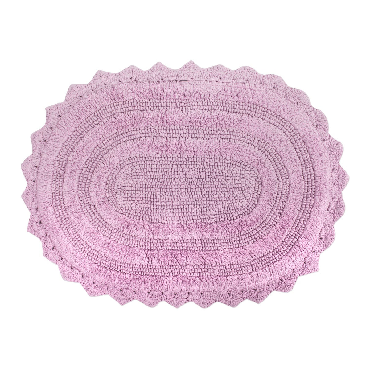DII Crochet Collection Reversible Bath Mat, Small Oval, 17x24, White