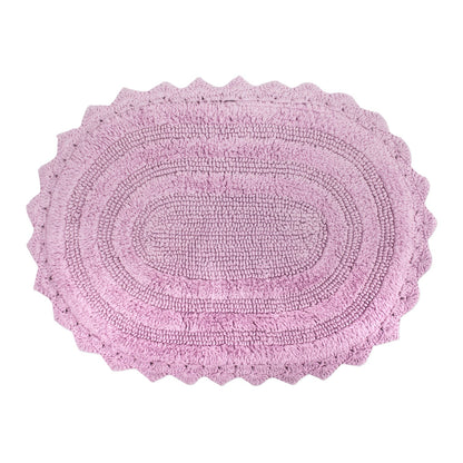 DII Crochet Collection Reversible Bath Mat, Small Oval, 17x24, White