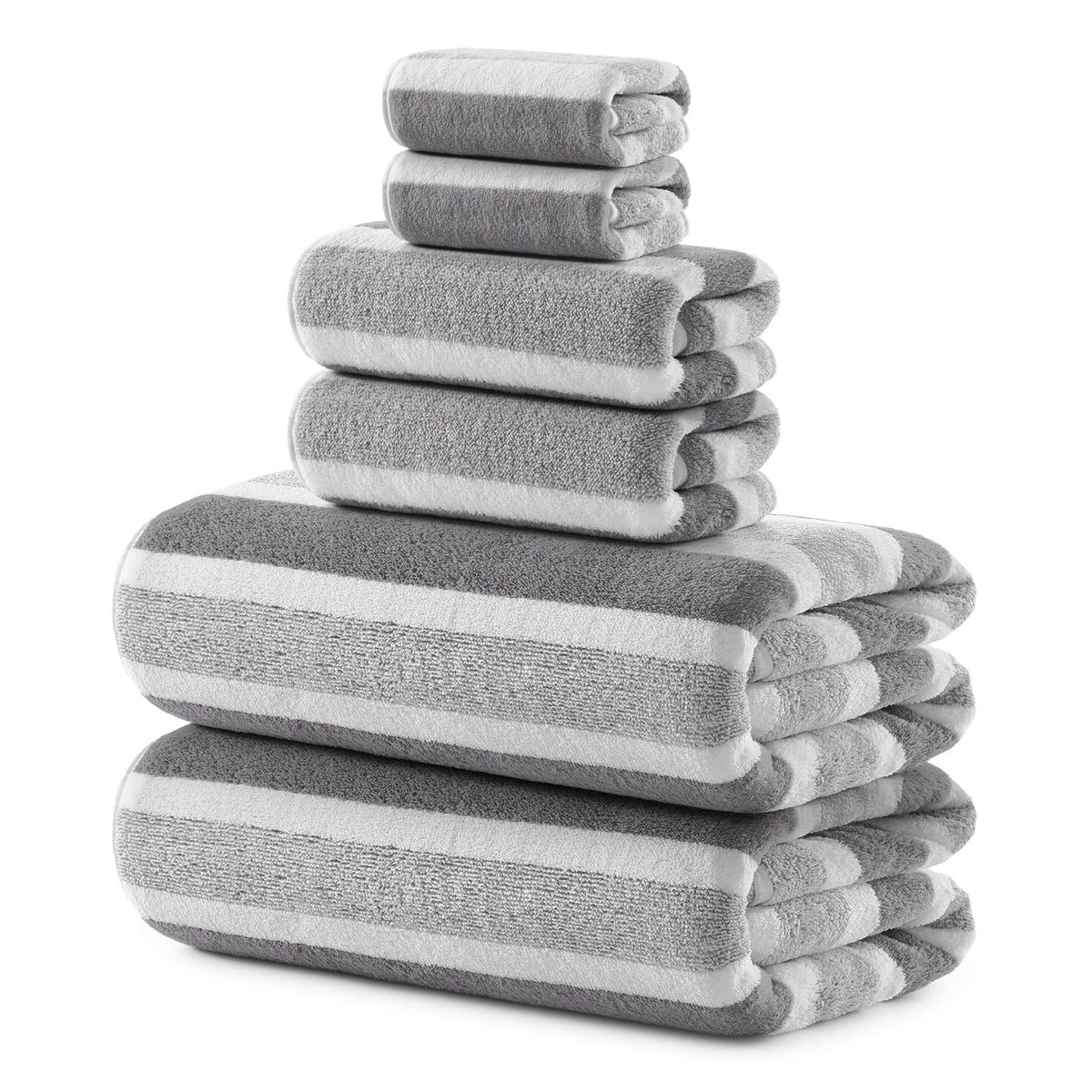 REDKISS 6-Piece Microfiber Bath Towel Set, Ultra Soft, Highly Absorbent & Quick Dry, 35x70 Inch Oversized, Light Gray Towels for Bathroom, Spa, Gym, 2 Bath 2 Hand 2 Washcloths