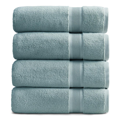 Springtree Home Luxury Bamboo Rayon Plush Bath Towel Set | 4-Pack | White