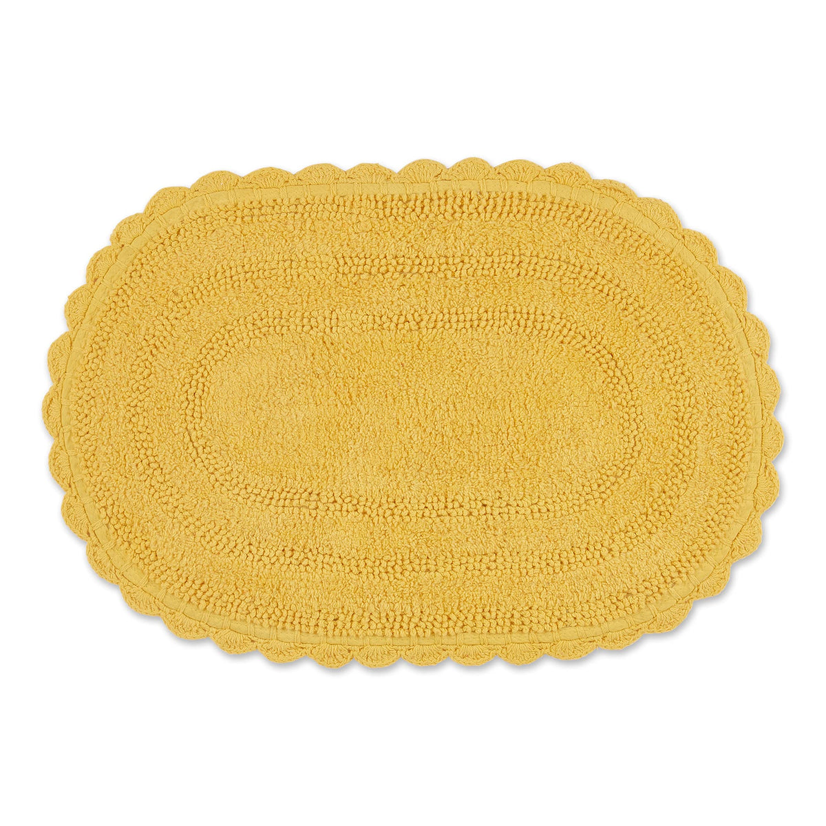 DII Crochet Collection Reversible Bath Mat, Small Oval, 17x24, White