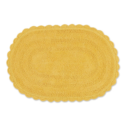 DII Crochet Collection Reversible Bath Mat, Small Oval, 17x24, White