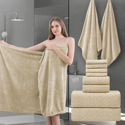 Ycosy 8-Piece Bath Towels Set,2 Oversized Bath Sheet,2 Hand Towels and 4 Washcloths - 600 GSM Soft Microfiber Highly Absorbent Quick Dry Shower Towel Collection for Bathroom Hotel and Spa,Mint Green