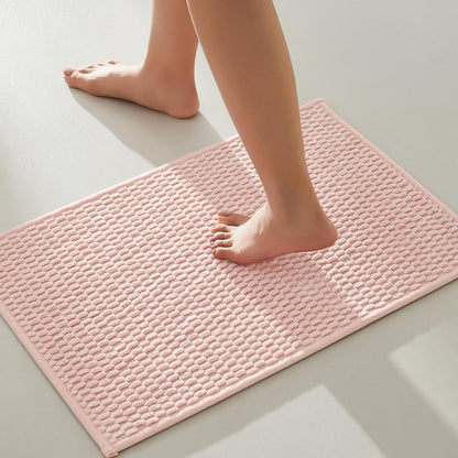 TYUU Bathroom Rugs Non Slip Washable, Super Absorbent Thin Bath Mat Small Quick Dry Low Pile Bathroom Rug, White 16"x24" / 1'4" x 2'