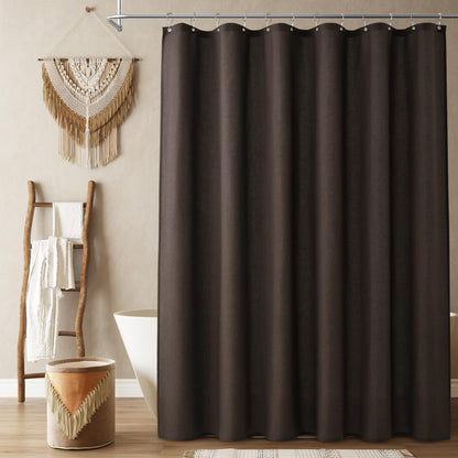 Naturoom Linen Shower Curtain 72 Inch Long for Bathroom Beige 1 Panel