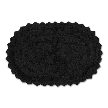 DII Crochet Collection Reversible Bath Mat, Small Oval, 17x24, White